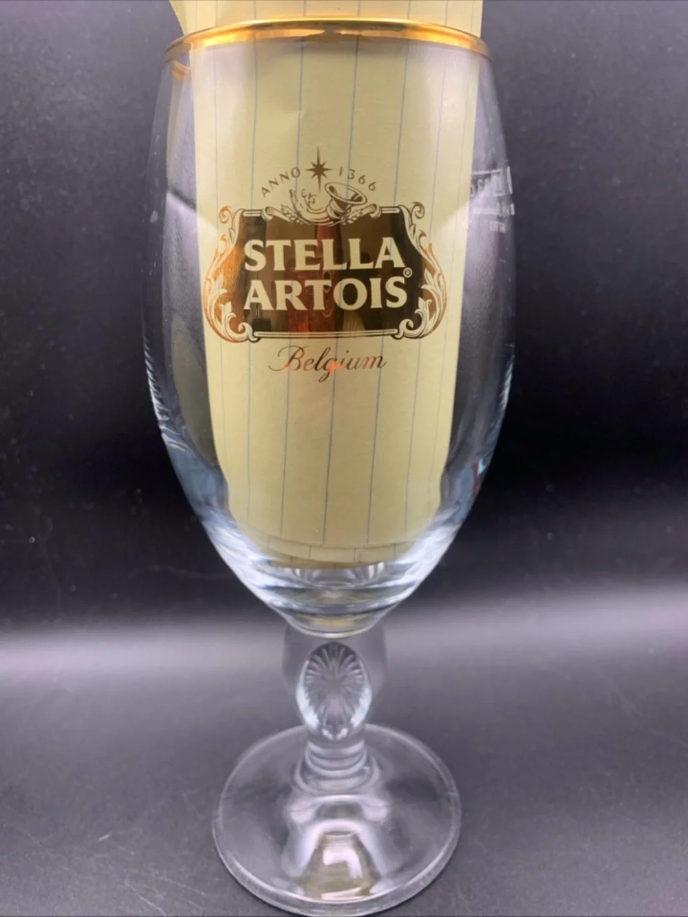 Pre Owned Limited Edition Stella Artois GOLD Star Print Beer Glass Chalice